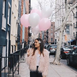 Light pink faux fur jacket